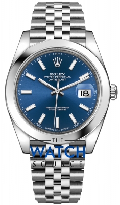 Buy this new Rolex Datejust 41mm Stainless Steel 126300 Blue Index Jubilee mens watch for the discount price of £10,700.00. UK Retailer.